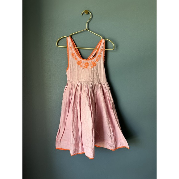 Mini Boden Other - Mini Boden Cross Back Neon Embroidered Dress